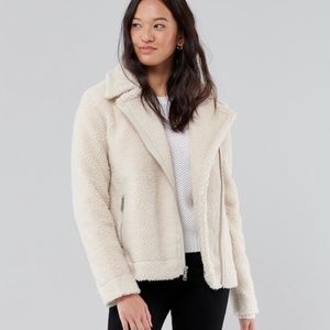 Sherpa Biker Moto Jacket Hollister Size M